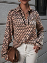 Allover Print Contrast Lace Blouse